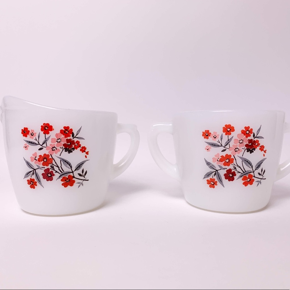 Vintage Fire-King Primrose Creamer/ Sugar Bowl Set